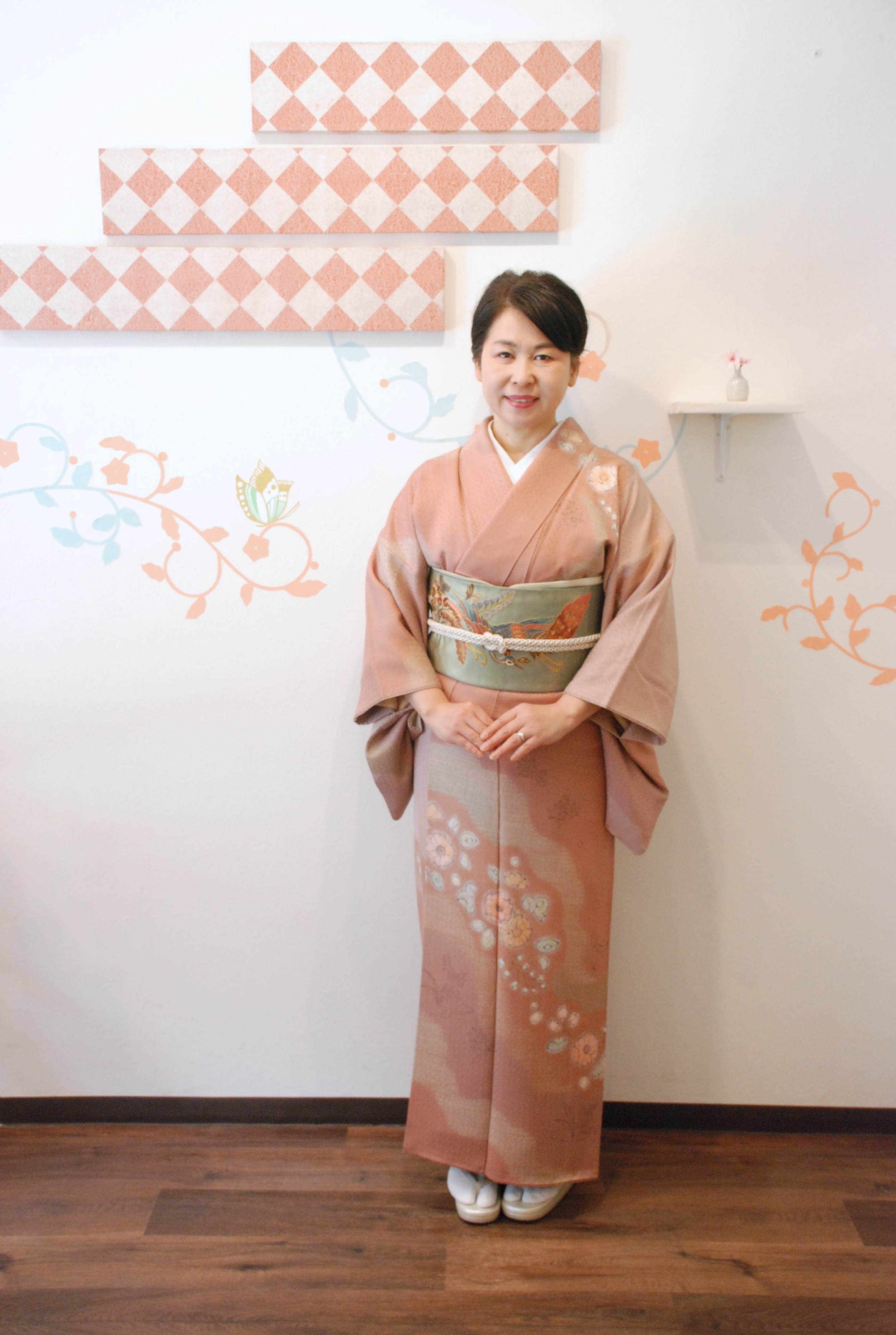 かさね母と娘の きもの着回し術 3月 辻が花訪問着 刺繍袋帯 かさね